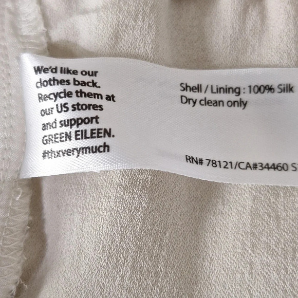 Eileen Fisher Quiet Luxury Cream Preppy 100% Silk Baggy Tapered Trouser Pants XS - Picture 10 of 10